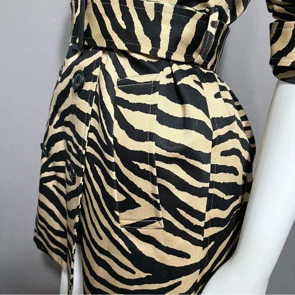 Lauren Ralph Lauren Zebra Print Trench Jacket Sz-Small Petite