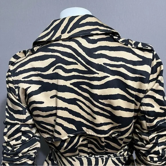 Lauren Ralph Lauren Zebra Print Trench Jacket Sz-Small Petite