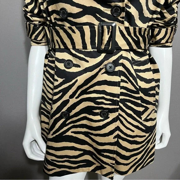 Lauren Ralph Lauren Zebra Print Trench Jacket Sz-Small Petite