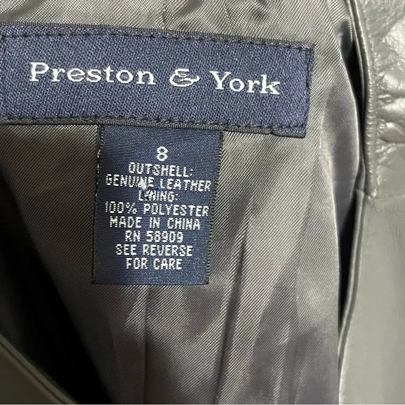 Preston & York Gray Leather Vest Sz-8