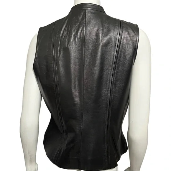 Sienna Studio Black 100% Leather Vest Sz-10
