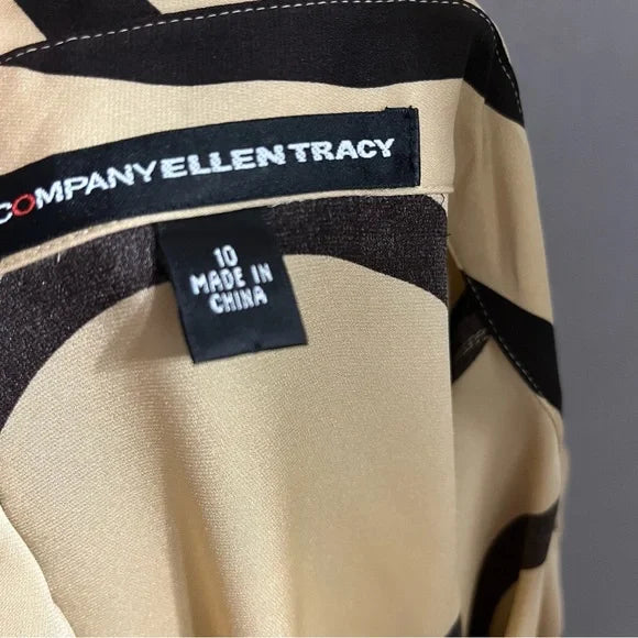Company Ellen Tracy Gold With Black Circle Silk Blouse Sz-10