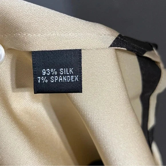 Company Ellen Tracy Gold With Black Circle Silk Blouse Sz-10