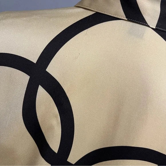 Company Ellen Tracy Gold With Black Circle Silk Blouse Sz-10