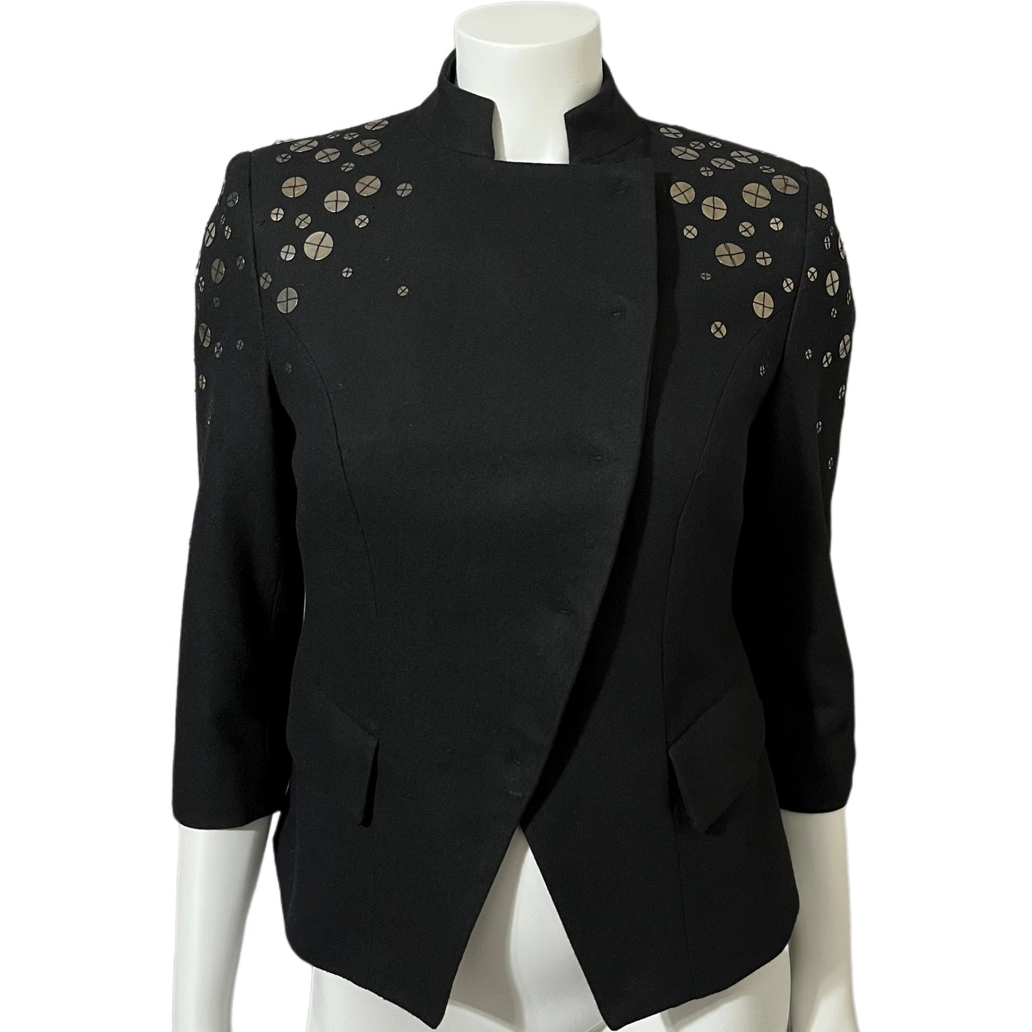 Wool- Vintage Vivienne Black Wool Blend Blazer Jacket Sz-6