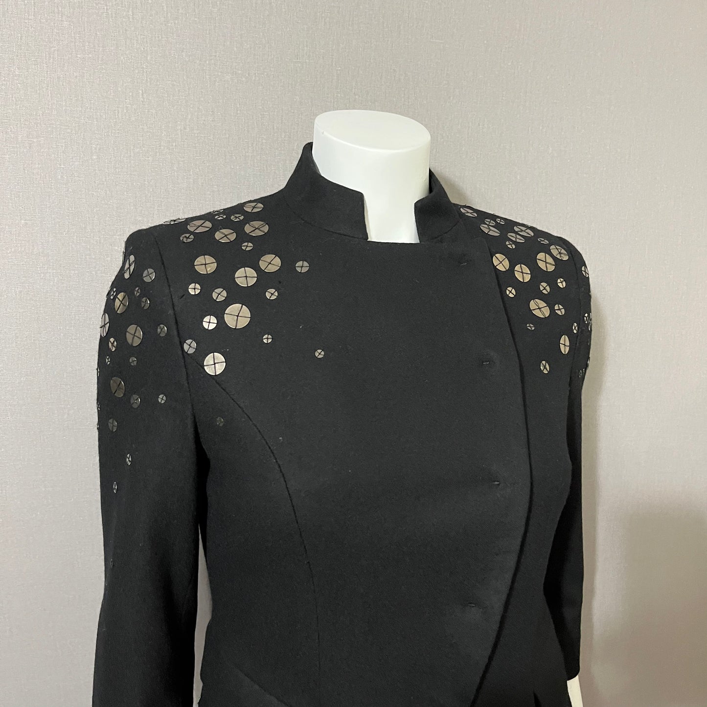 Wool- Vintage Vivienne Black Wool Blend Blazer Jacket Sz-6
