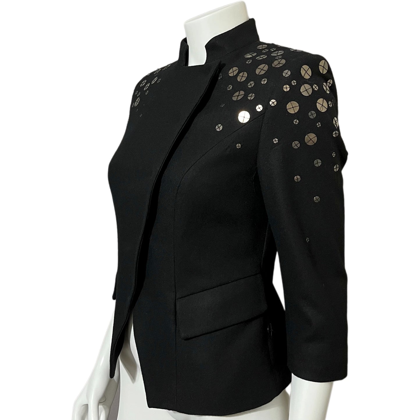 Wool- Vintage Vivienne Black Wool Blend Blazer Jacket Sz-6