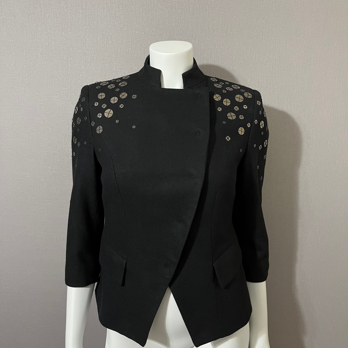 Wool- Vintage Vivienne Black Wool Blend Blazer Jacket Sz-6