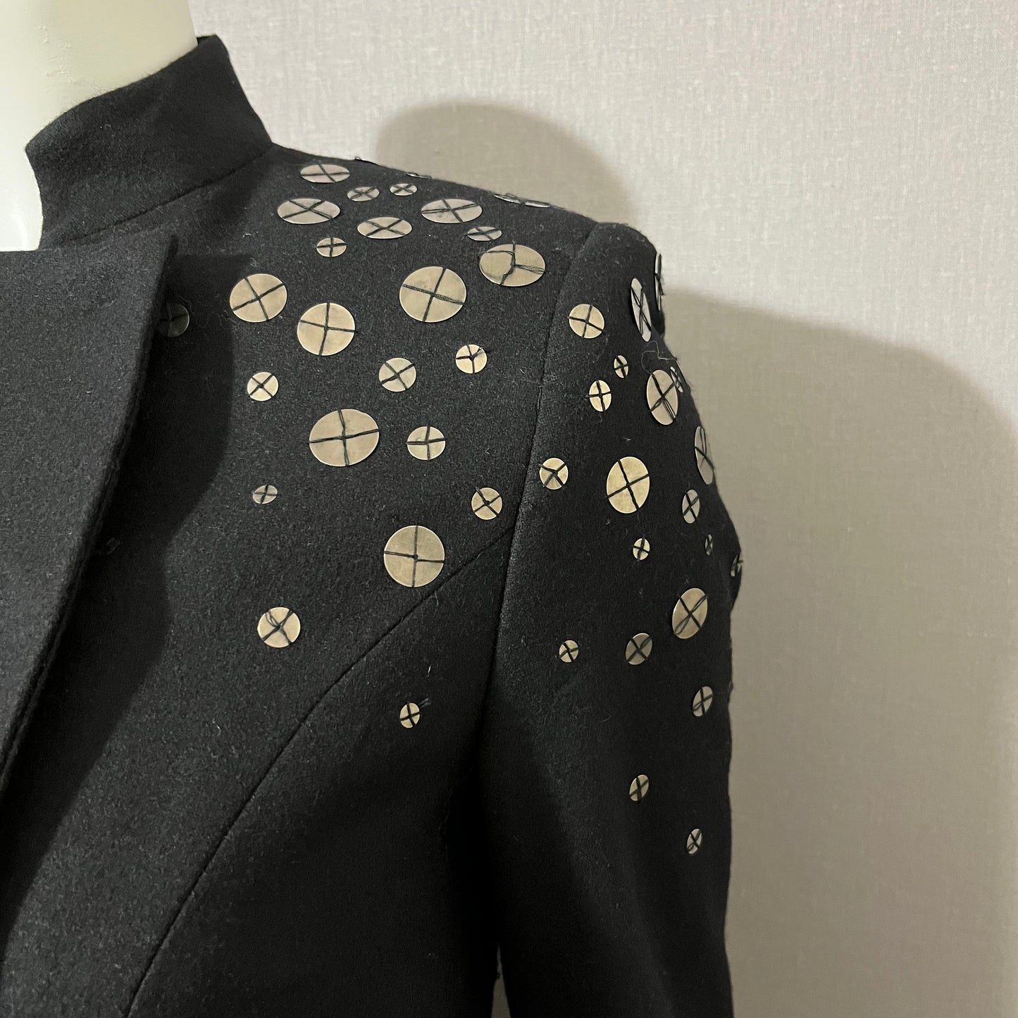Wool- Vintage Vivienne Black Wool Blend Blazer Jacket Sz-6