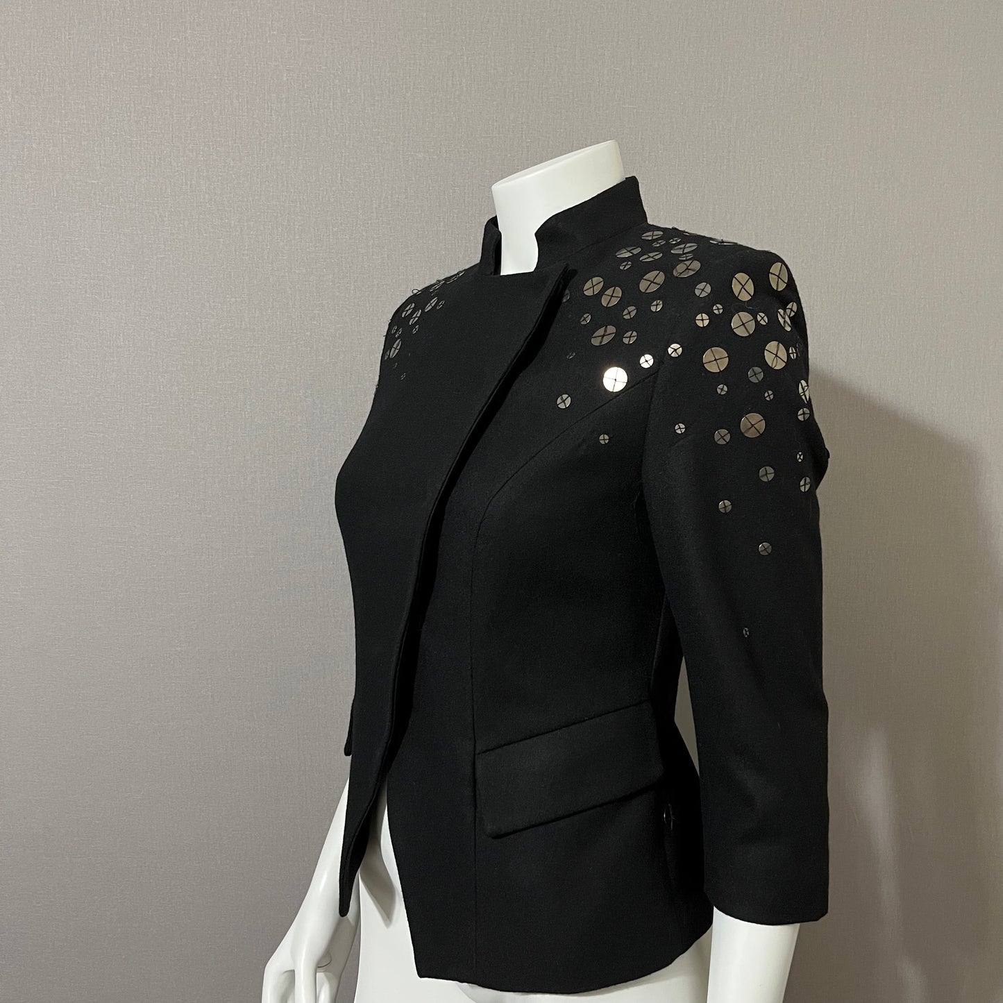 Wool- Vintage Vivienne Black Wool Blend Blazer Jacket Sz-6