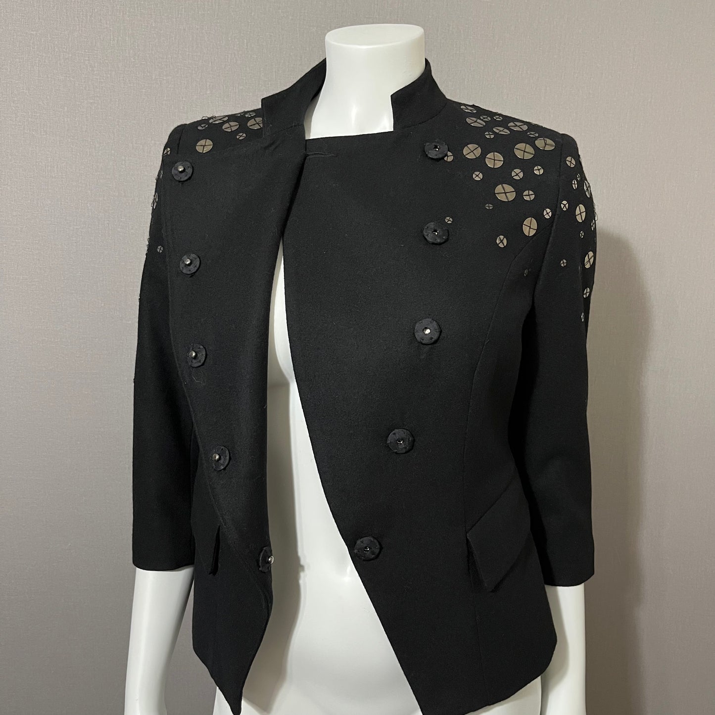 Wool- Vintage Vivienne Black Wool Blend Blazer Jacket Sz-6