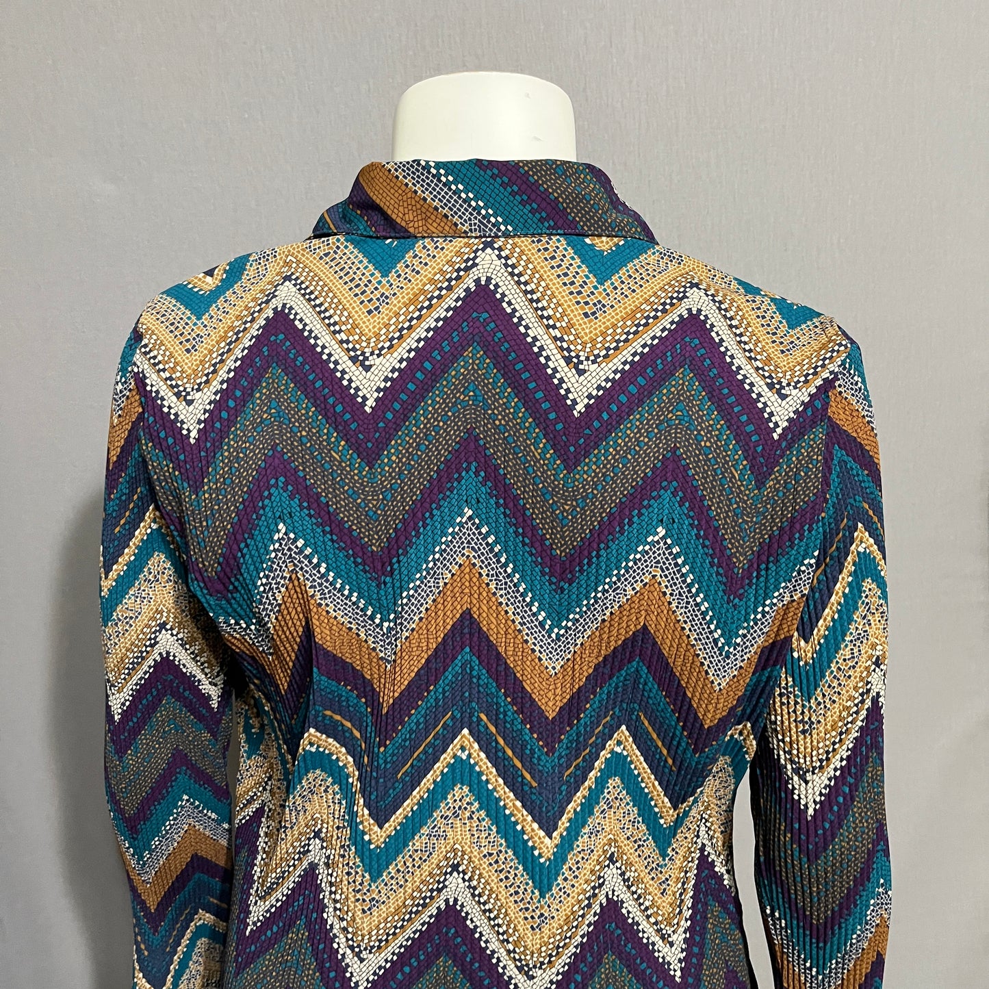 dressbarn Multicolor Chevron Button Down Shirt