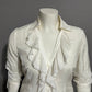 WHBM Cotton Silk Blend V-Neck Ruffle White Long Sleeve Blouse Sz-10