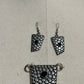 Silver Earrings & Pendant Textured Jewelry Set
