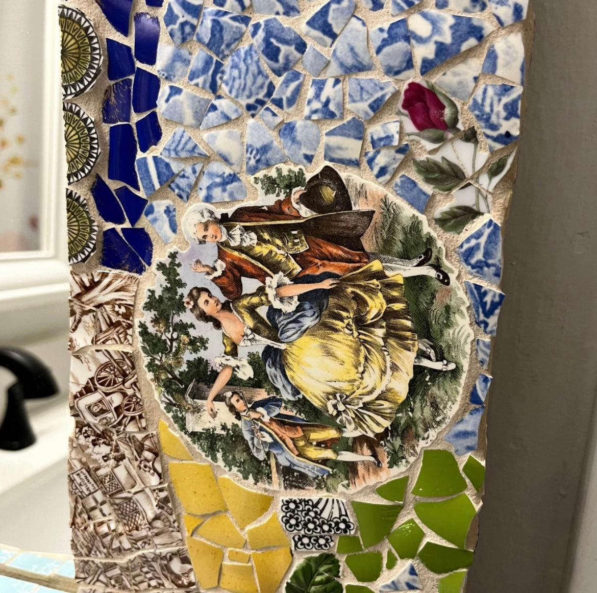 Mosaic Tile Floral RARE Wall Mirror