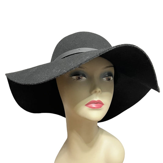 Black 100% Wool Floppy Hat