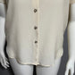 Jones New York Cream Button Front Short Sleeve 100% Silk Blouse Sz-10