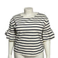 Cream & Navy Striped 100% Cotton Flare Sleeve Top Sz-XL