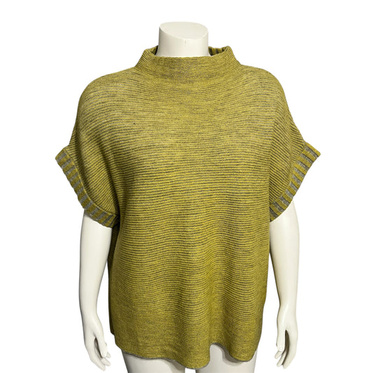 Foil Cozy Mustard Gray Ribbed Mock Neck Sweater Sz-Large