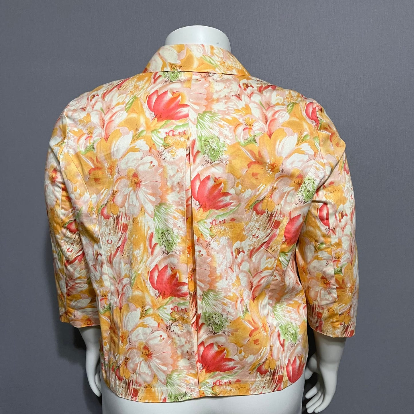 Coldwater Creek Peach Floral Cotton Lightweight Blazer Sz-XL