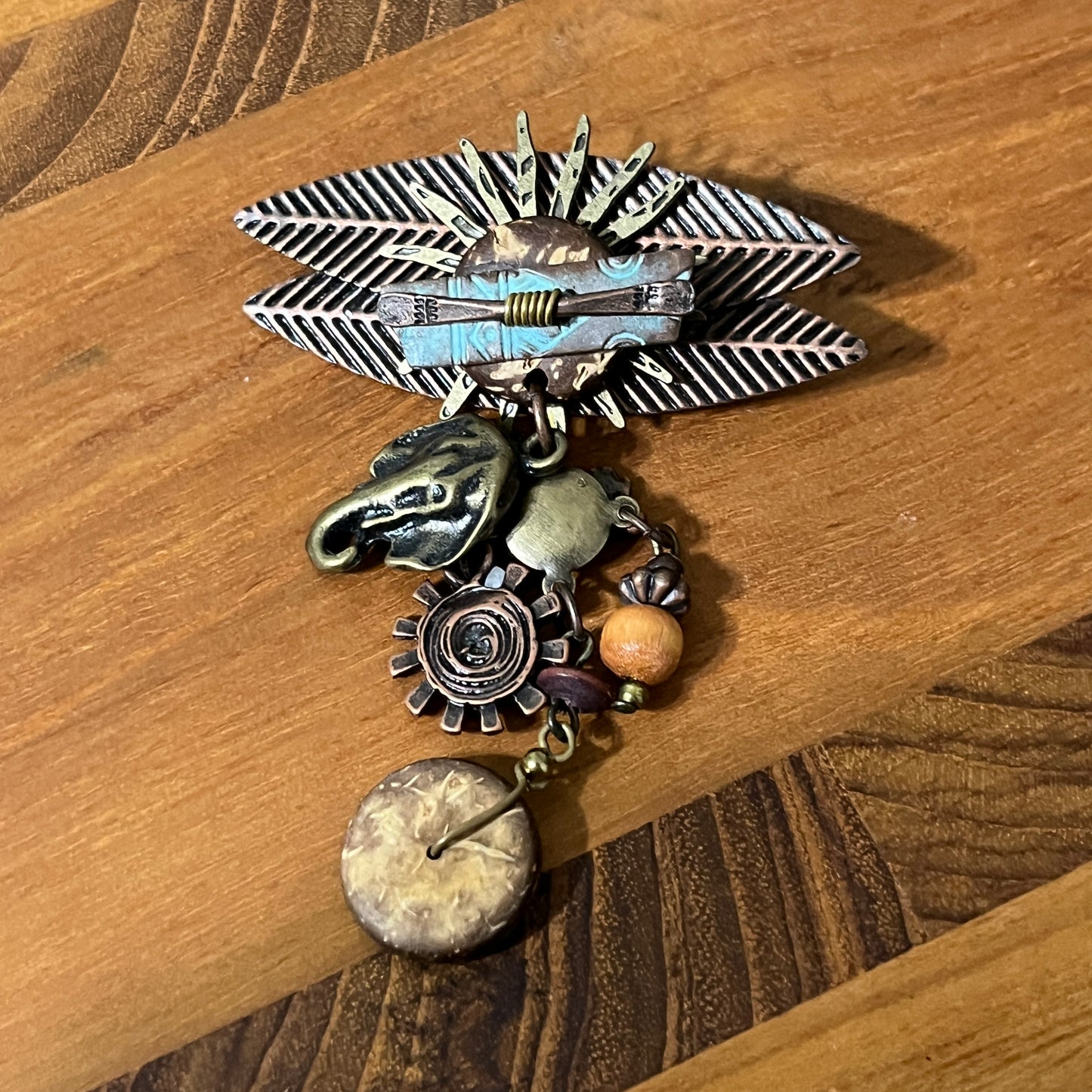 Vintage-Inspired Elephant with Bronze Accents Brooch