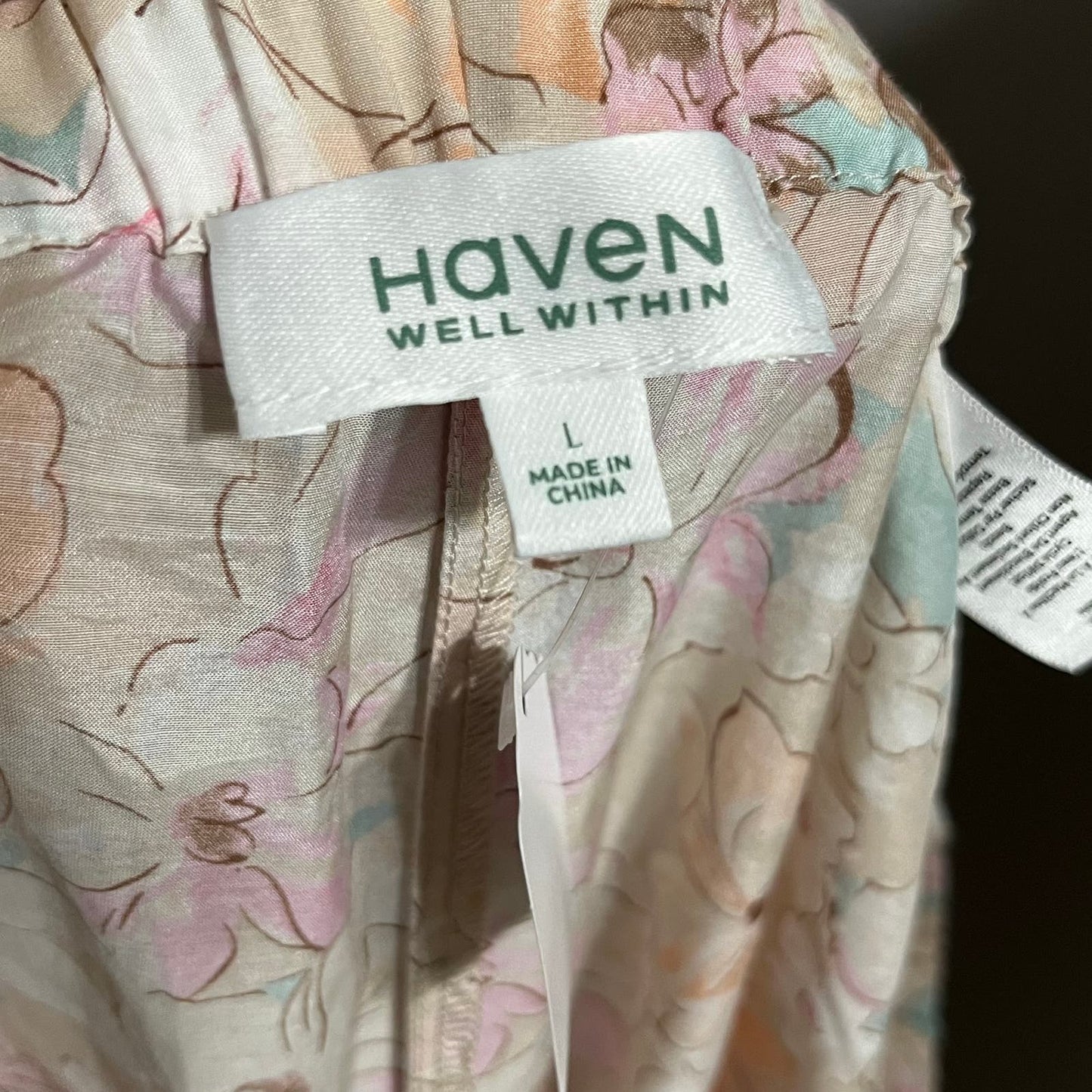 Haven Well Floral Cotton Silk Blend Pull On Pants Sz-Large