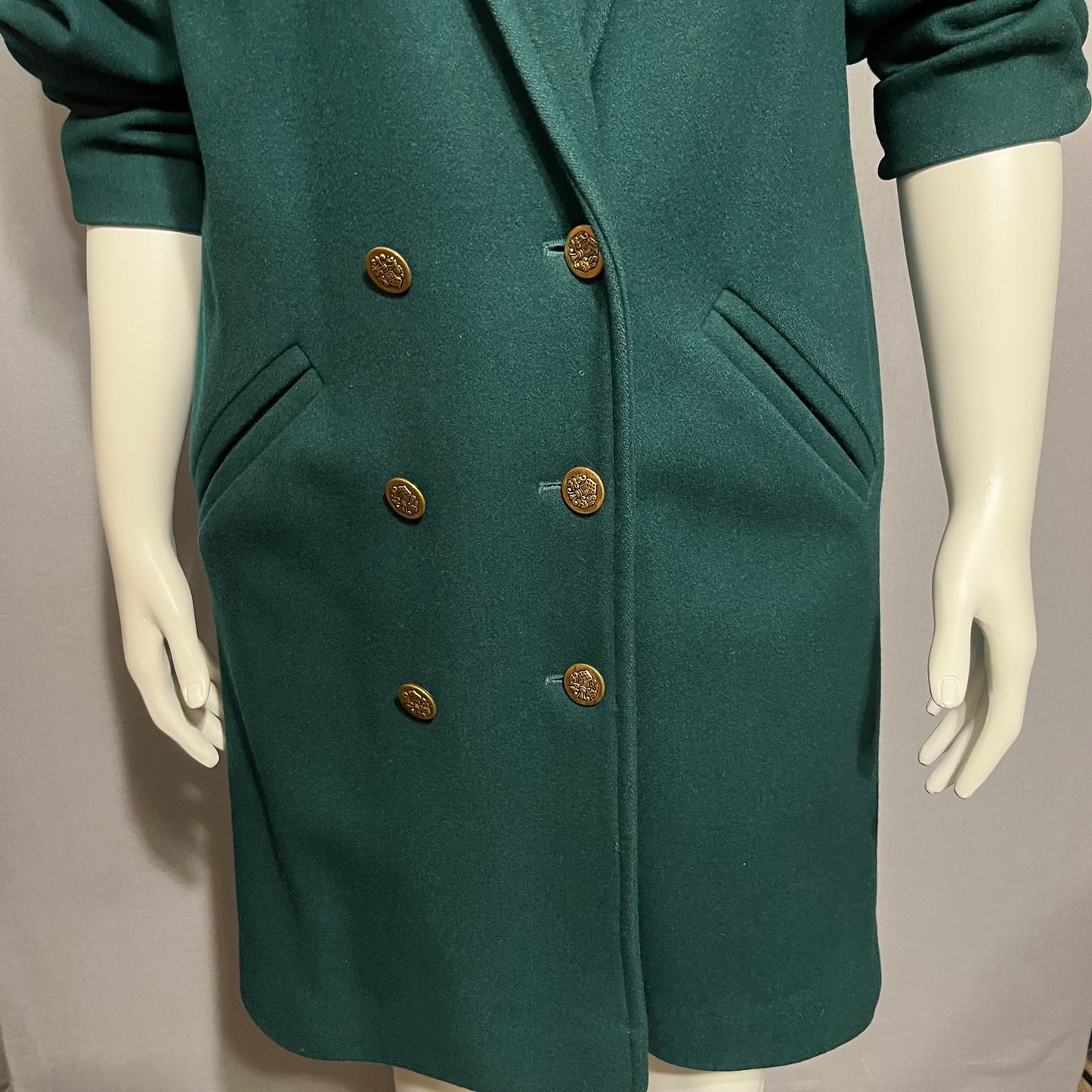 J. Gallery Vintage Green Wool Double Breasted Coat Sz-5/6 (Med/Lg)