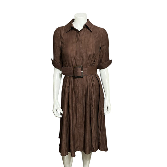 Coldwater Creek Chocolate Brown Shirt With Belt Dress Sz-6