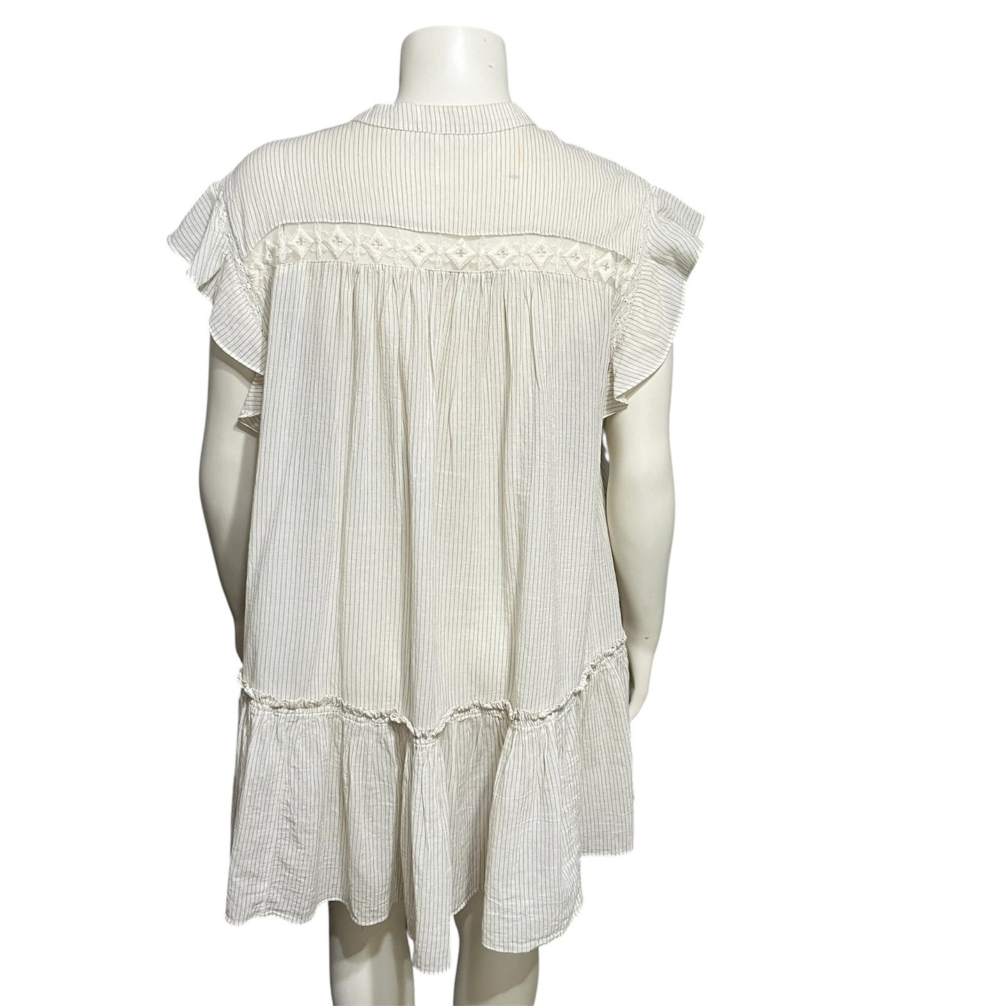 Free People Baby Blues Lace Embroidered Trim Tunic Babydoll Top Sz-Large