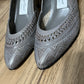 Carriage Court Vintage Grey Geometric Print Pointy Toe Kitten Heel Sz-7 1/2 B