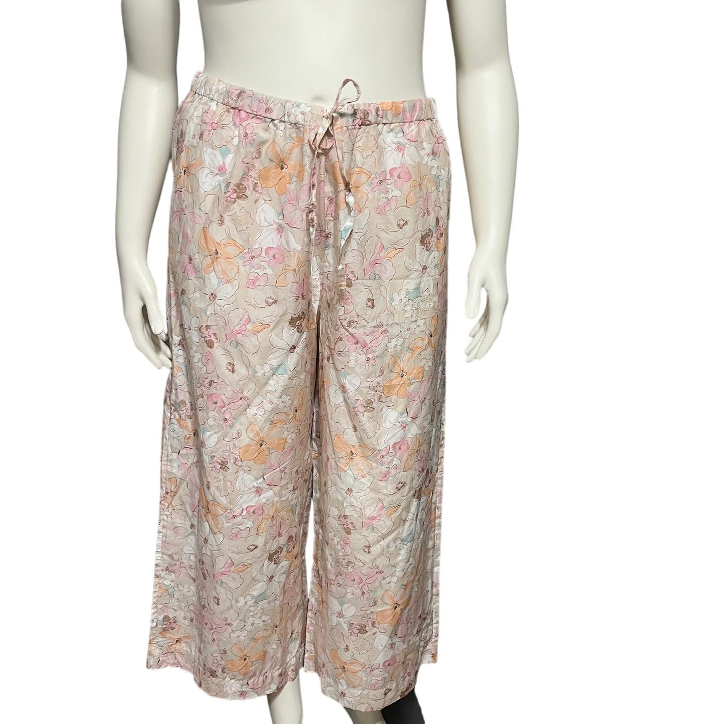 Haven Well Floral Cotton Silk Blend Pull On Pants Sz-Large