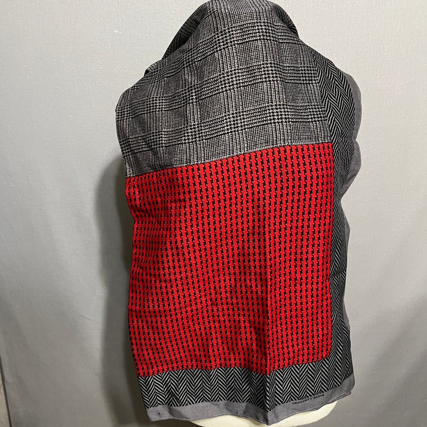 Geoffrey Beene Gray and Yellow Unisex Herringbone Wool Scarf