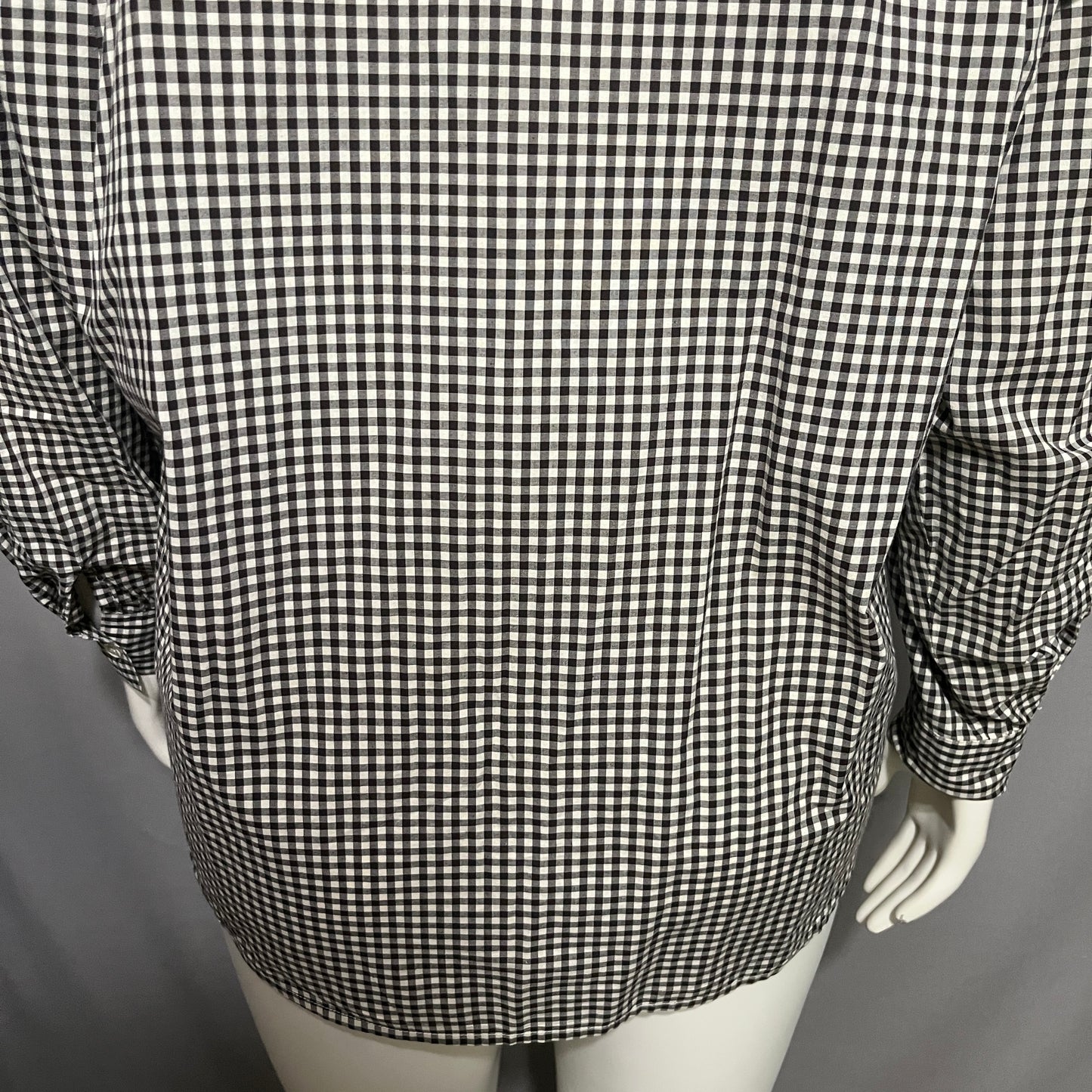 Jones New York Gingham Brown Button Front Top Sz-12