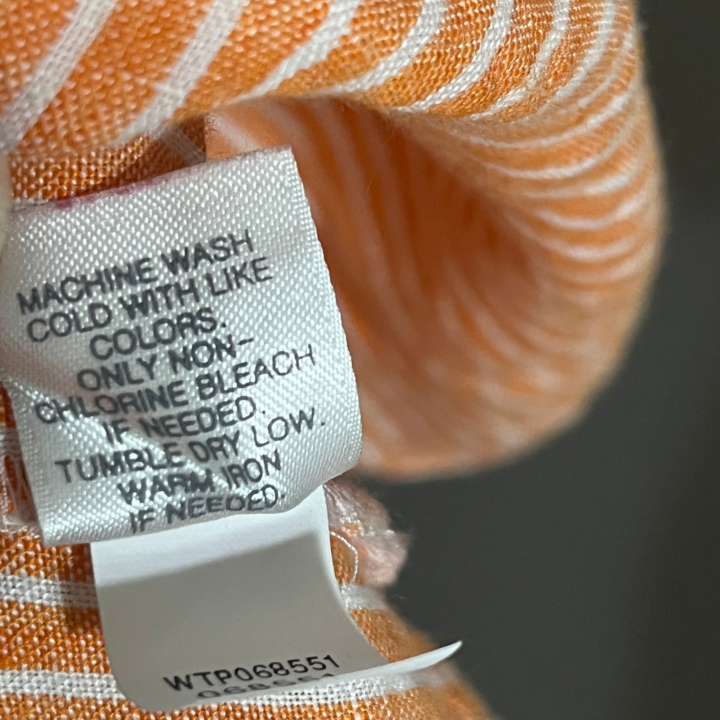 J. Jill Tangerine and White Linen Striped Shirt Top Sz-XL