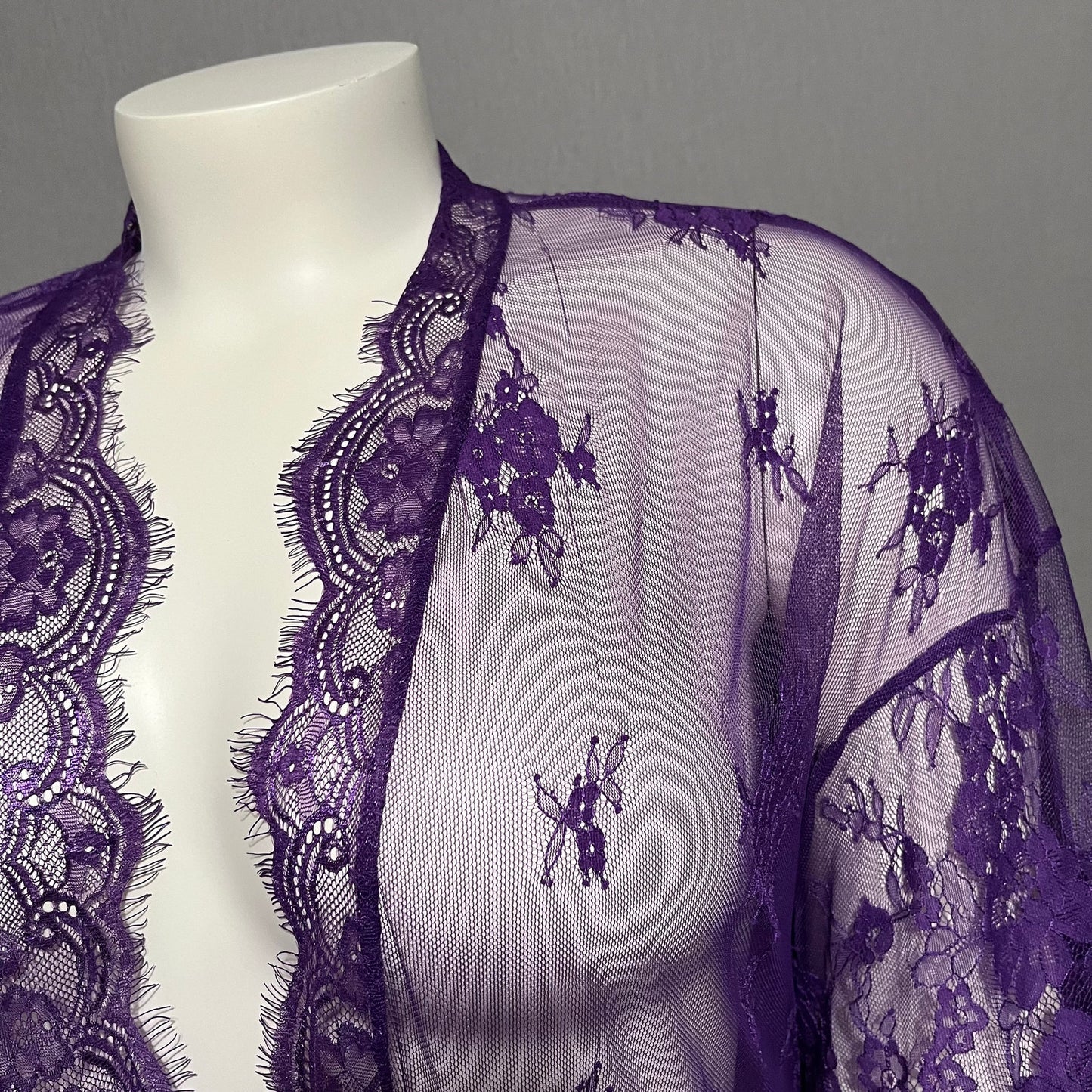 Avid Love Purple Lace Lingerie Robe Sz-2X