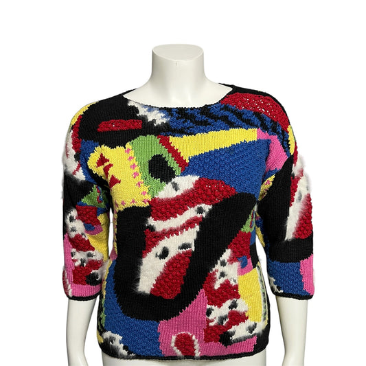 Vintage Gil Aimee’s Women’s Artsy Multicolored Rabbit Hair Sweater Sz-Medium