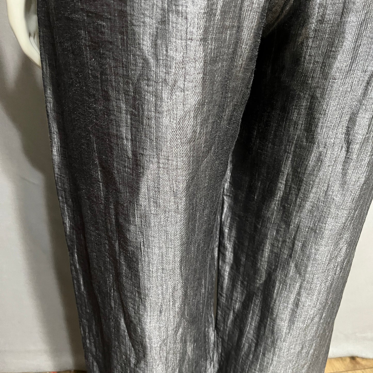 DKNY Women’s Silver Linen Blend Drawsting Casual Pants Sz-Large