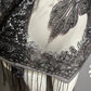 Pretty Persuasions Sheer Open Front With Fringe Artsy Shawl Wrap Sz-OS