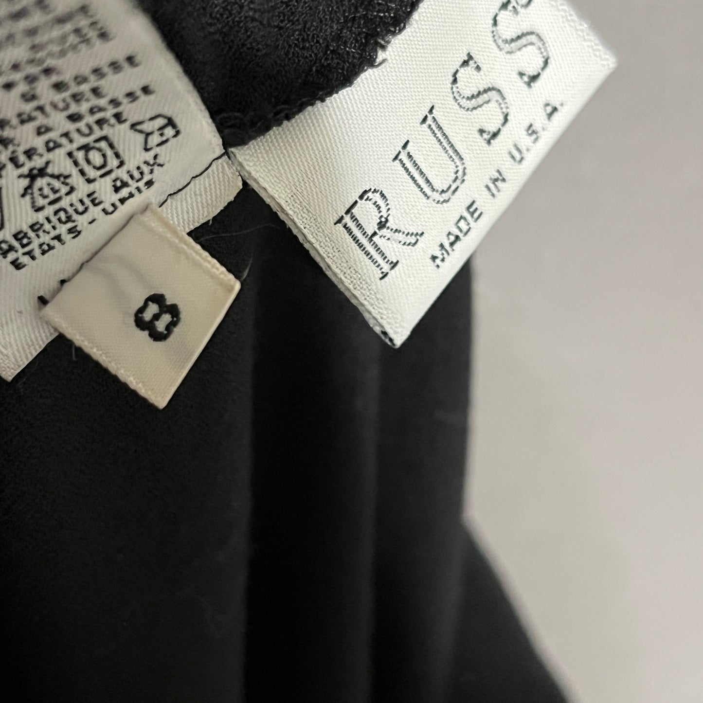 Vintage Russ Rayon Blend Black Circle Lightweight Midi Skirt Sz-8