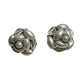 Vintage Made In Japan Silver Costume Pearl Earrings