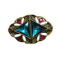 Vintage Gold Brooch with Blue and Pink Gems