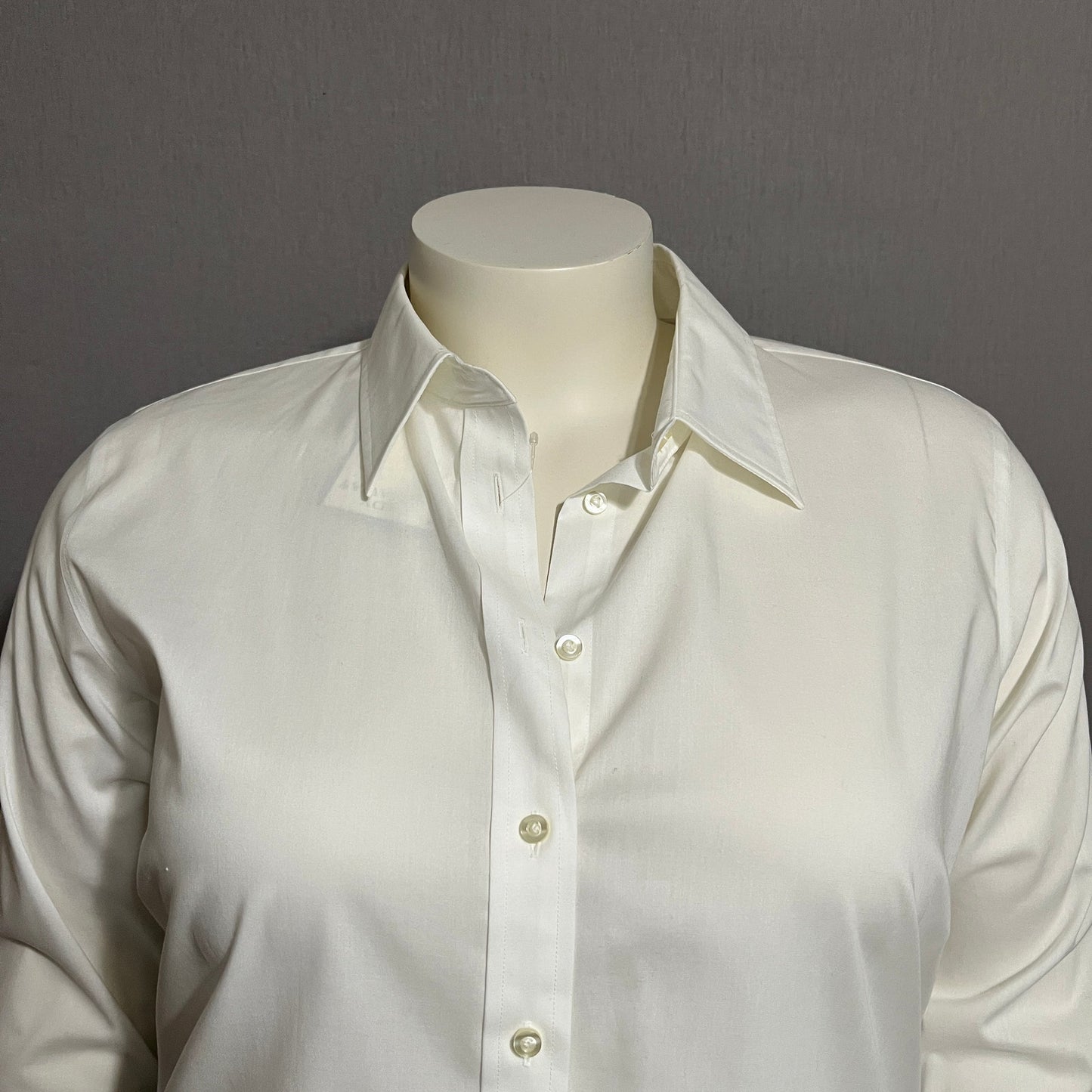Lady Hathaway White Cotton Button Front Shirt 3/4 Sleeve Sz-XXL