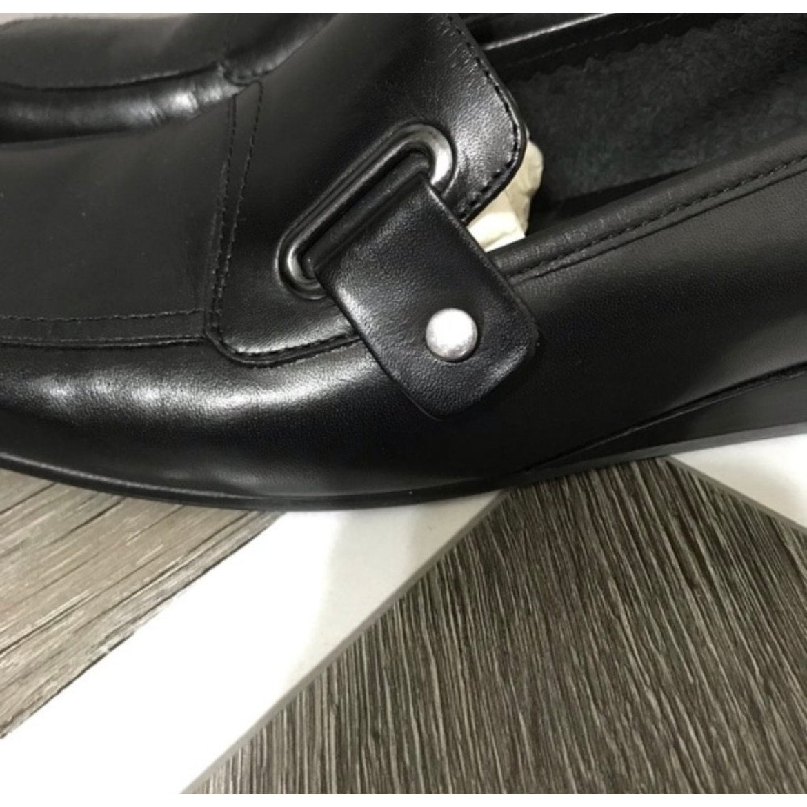 Entente Aigner Black Casual Business Square Toe Loafer Sz-7 1/2 M