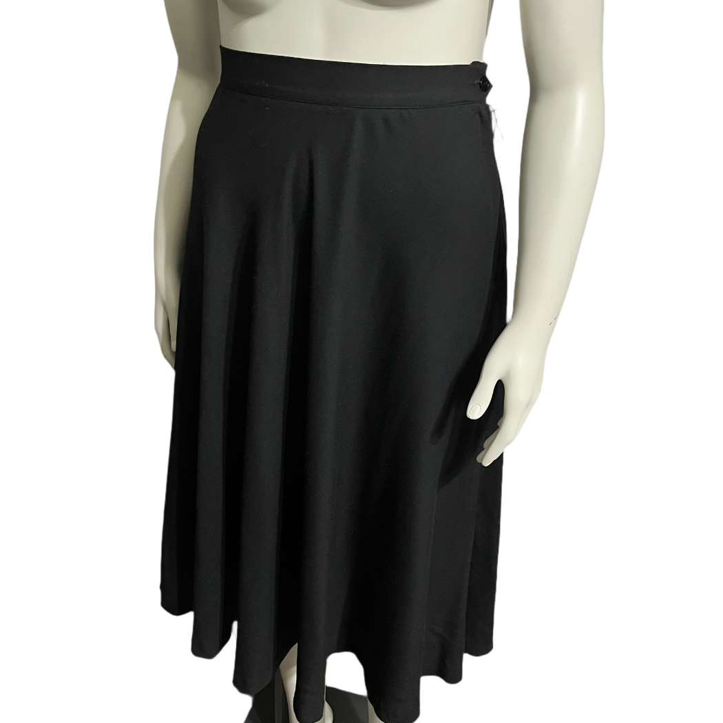 Vintage Russ Rayon Blend Black Circle Lightweight Midi Skirt Sz-8