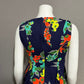 Taylor Textured Navy Multicolored Floral Fit & Flare 100% Cotton Dress Sz 4