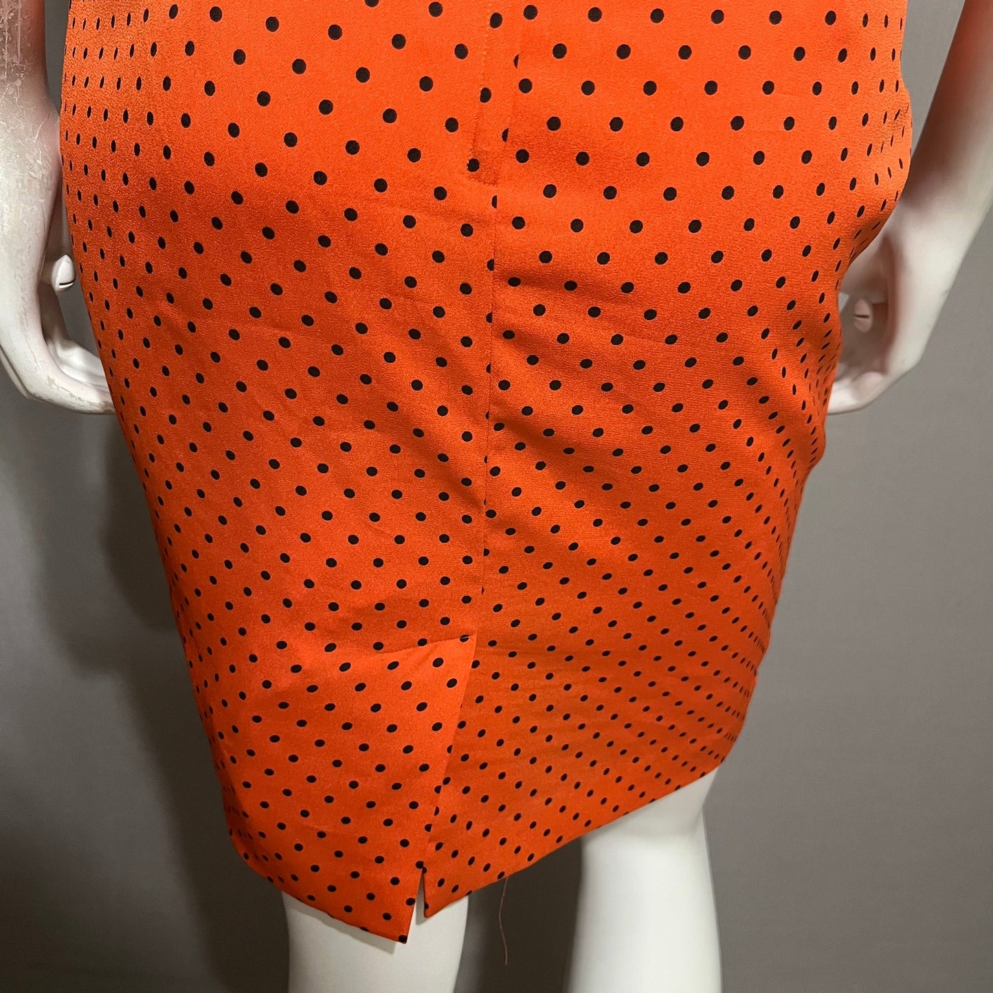 Orange With Black Polka Dot Pencil Skirt Sz-XS