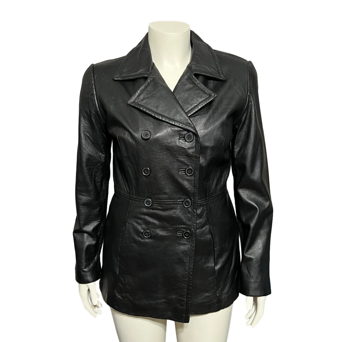 Jaqueline Ferrar Genuine Lambskin Leather Double Breasted Jacket Sz-Medium