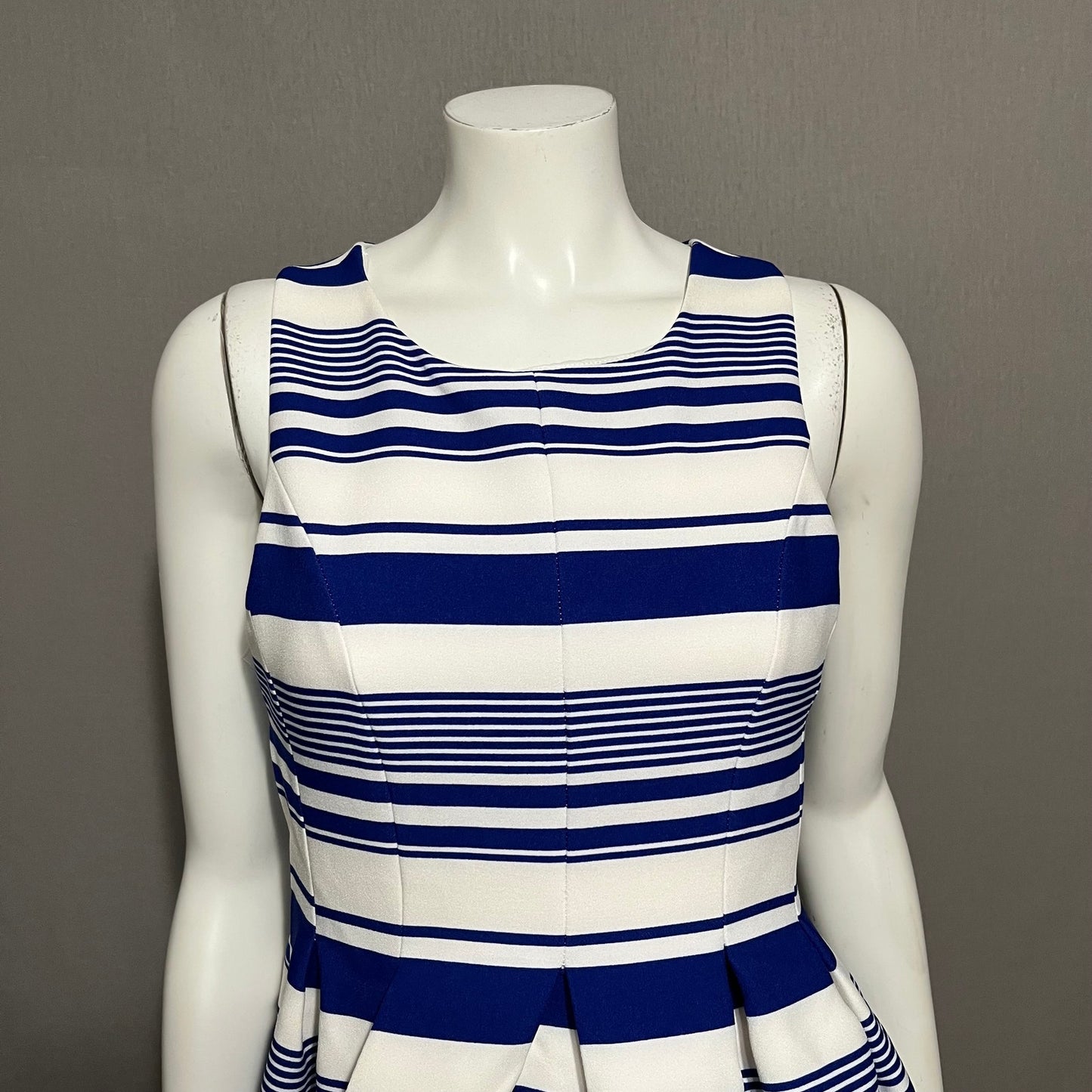 J.O.A. Blue Striped Bell Shaped Pleated Cutout Dress Sz-Small