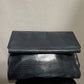 Neiman Marcus Navy Crocodile Print Italy Fold Over Clutch Handbag