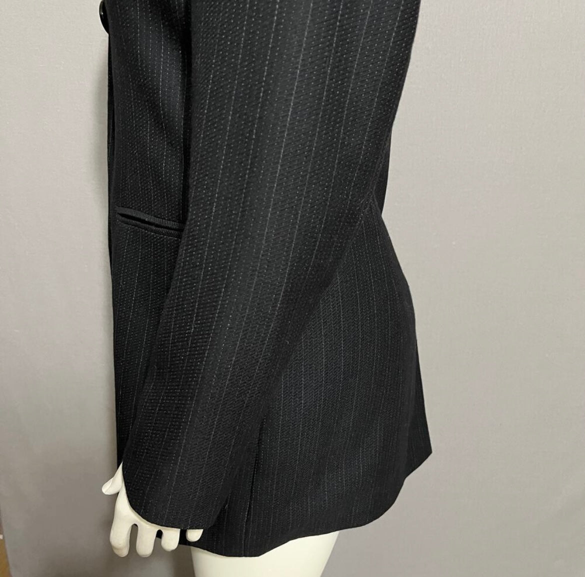 Andrea Palladio Black Striped 100% Wool Italy Made Blazer Sz-10